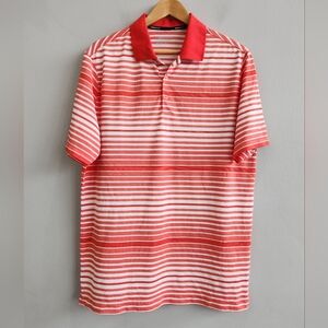 Nike Dri Fit Golf Tour Performance Polo Shirt Striped Red Men's Size Large